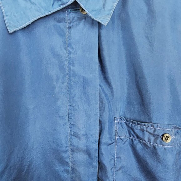 VTG Mens Business Casual Work Office Lounge 100% Silk Blue Dress Shirt Croquet M - Picture 5 of 9